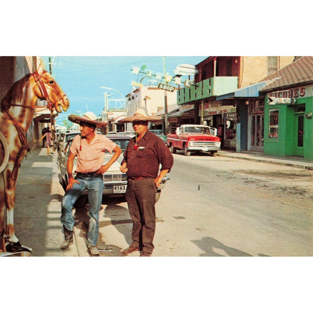 Vintage Ciudad Acuna Mexico Street Scene Postcard Tony Valdez Charros VG+ - Picture 1 of 2